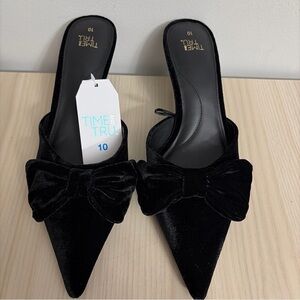 Time and Tru Women's Black Velvet Bow Mules size 10